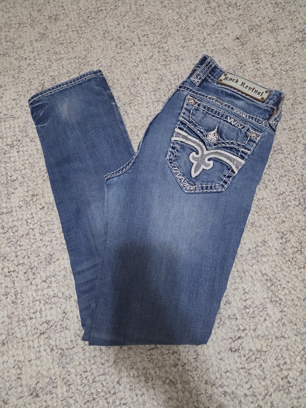 Rock Revival Women's Blue Embroidered Pocket Jeans